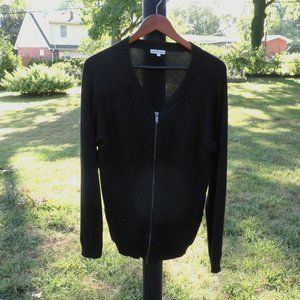 Calvin Klein Jeans Black Quilted-Front Zip Sweater, Size L